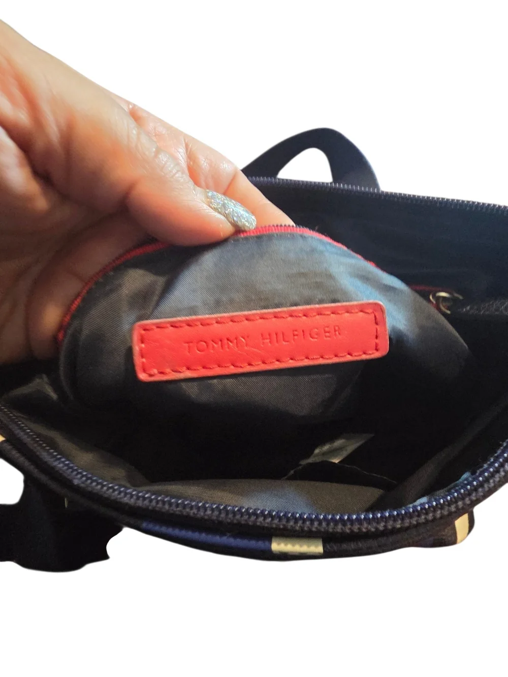 Tommy Hilfiger Striped Faux Leather Crossbody Bag